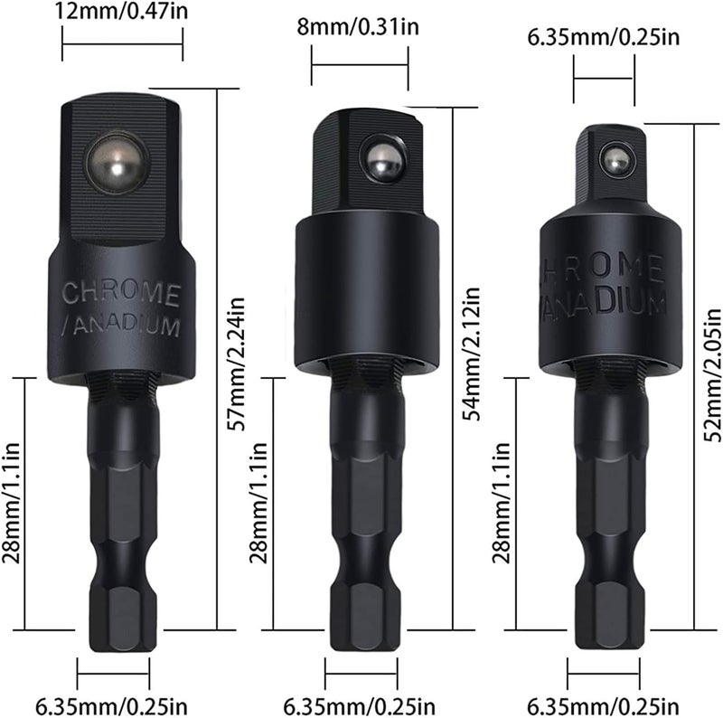 CIGOTU Right Angle Drill Adaptor,4-in-1 Impact Drill Bit Extension,360° Rotatable 1/4 3/8 1/2" Impact Grade Socket Adapter Set,105 Degree Angle Screwdriver Drill Bit for Household Workplace Industry - Image 5